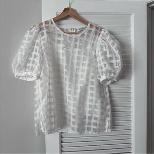 English Factory Puff Sleeve Organza Top